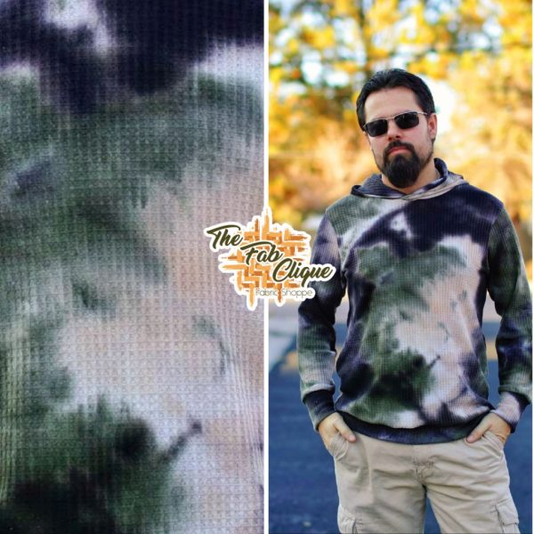 Black/Olive/Taupe Hand Tie Dye Waffle Knit